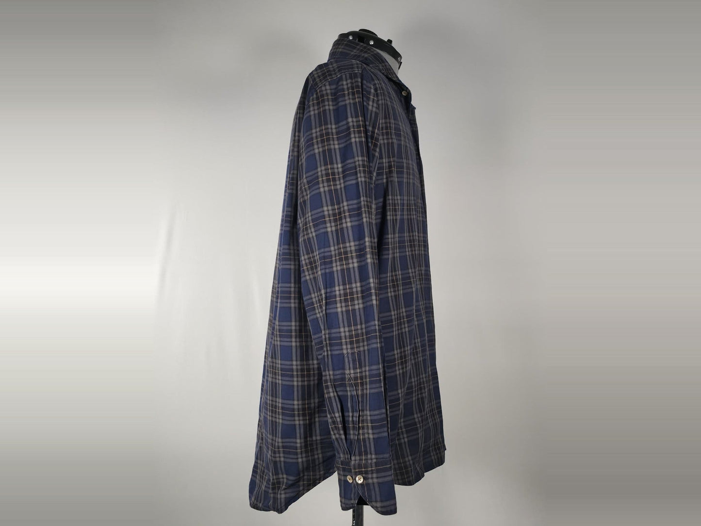 STENSTRÖMS Fitted Body Shirt Size XXL Blue Plaid Check Cotton Premium Vintage