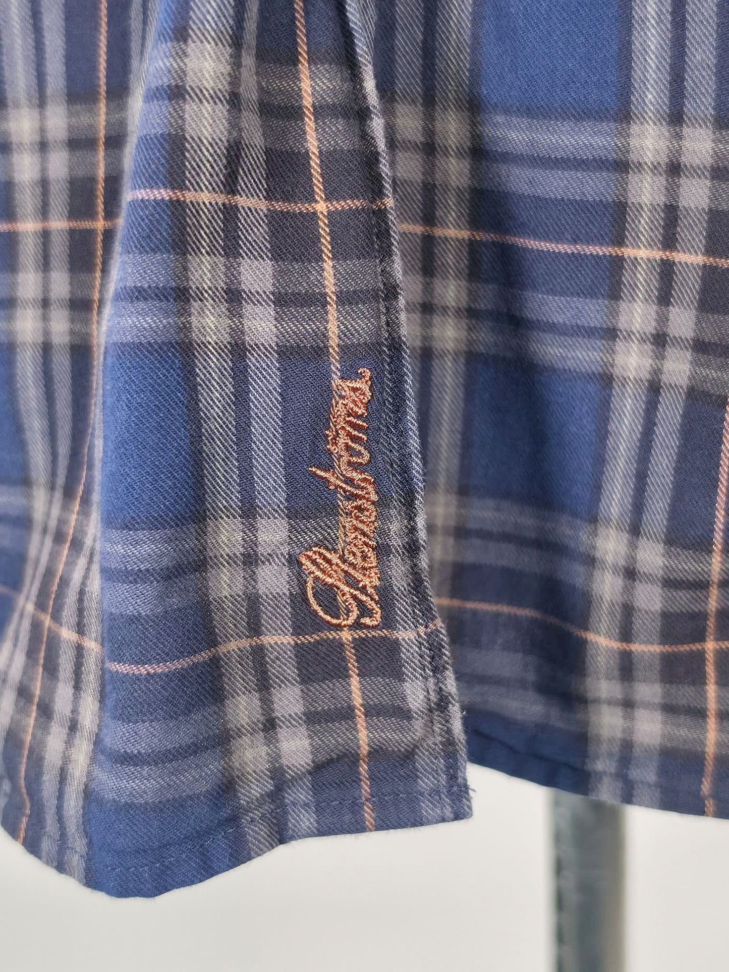 STENSTRÖMS Fitted Body Shirt Size XXL Blue Plaid Check Cotton Premium Vintage