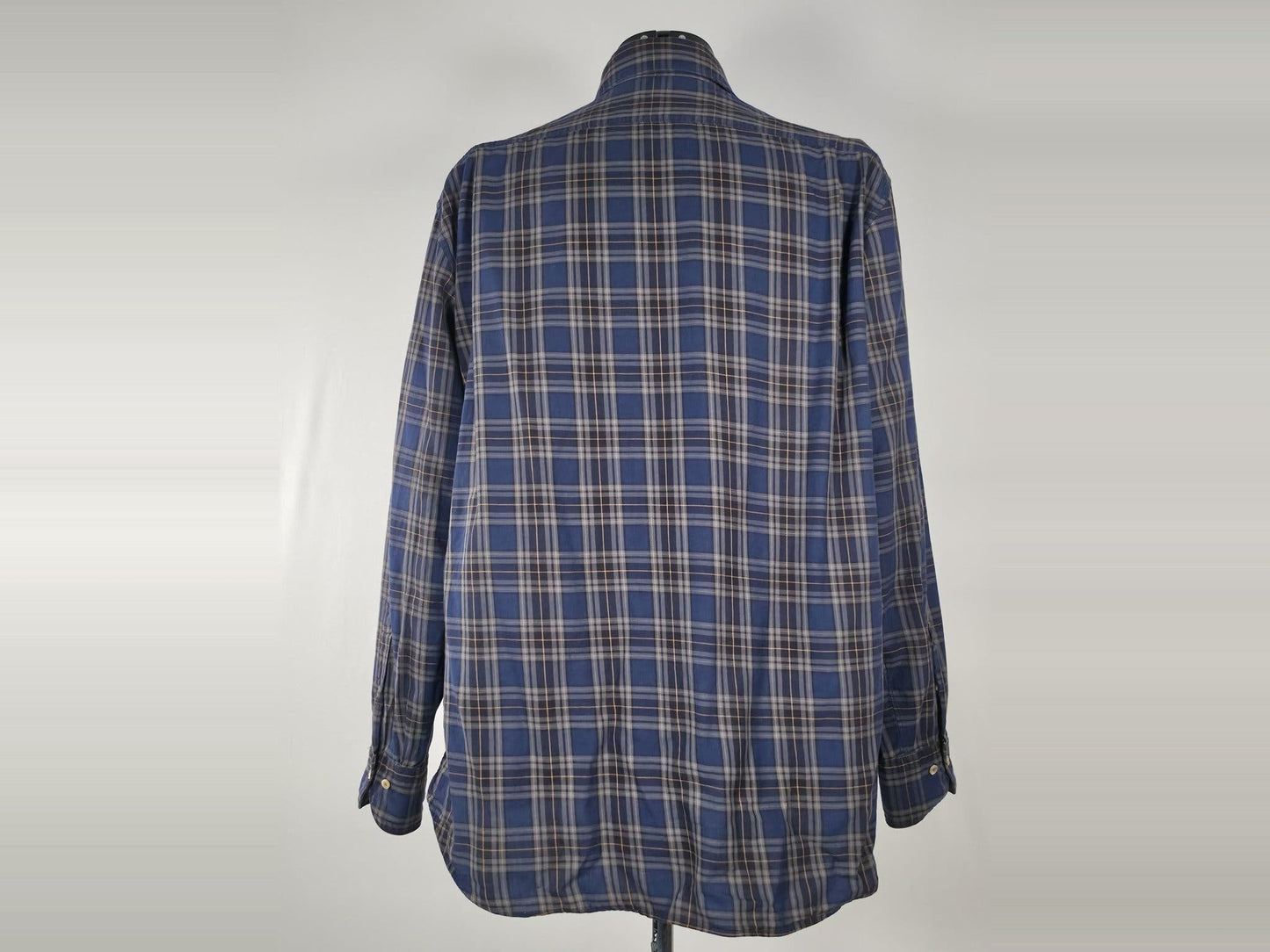 STENSTRÖMS Fitted Body Shirt Size XXL Blue Plaid Check Cotton Premium Vintage