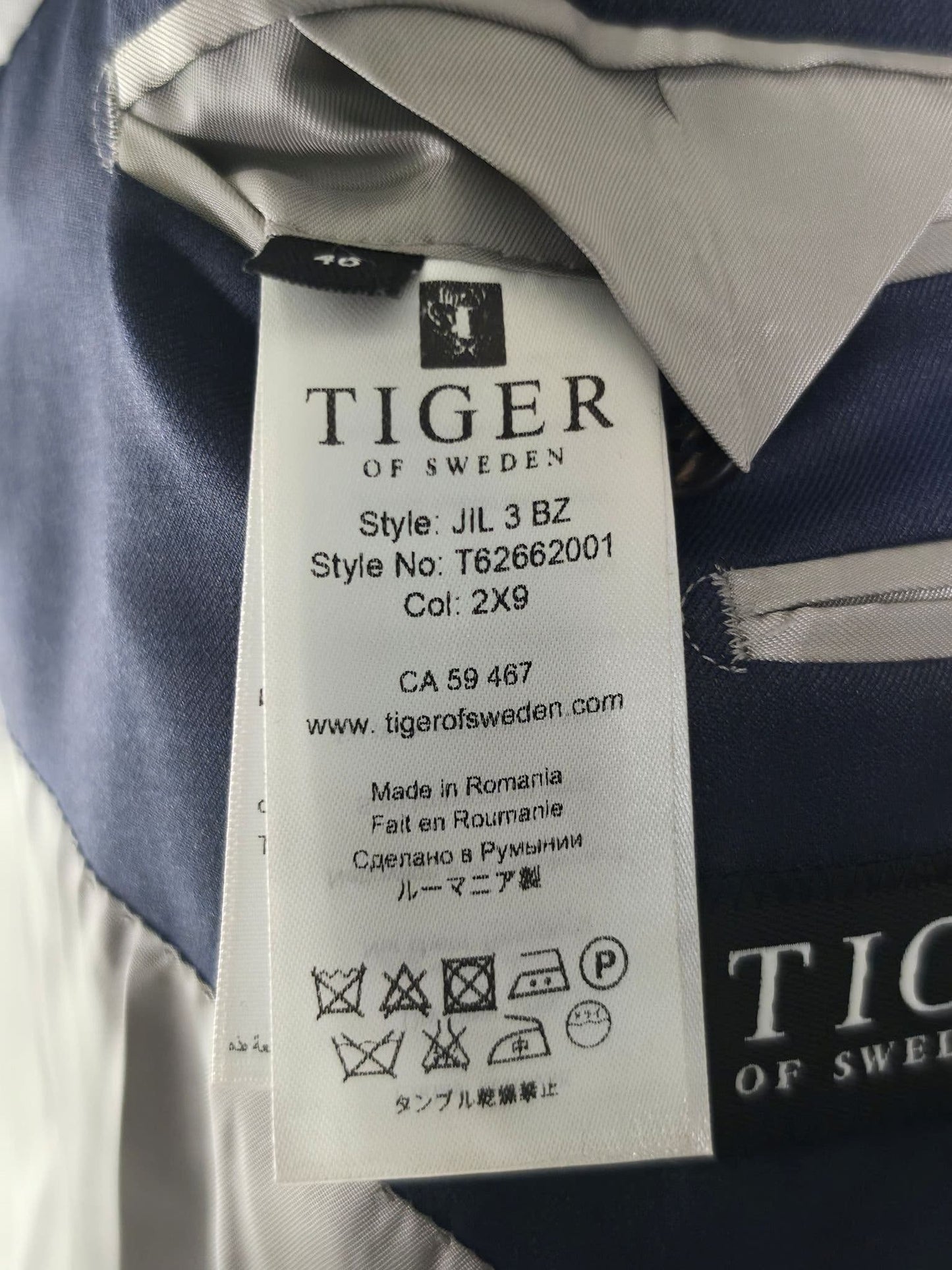 TIGER OF SWEDEN F.LLI JIL Cerruti Wool Blazer Jacket Size 46 S Navy Blue Premium
