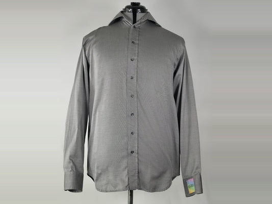 OSCAR OF SWEDEN Twofold Cotton Shirt Size 39 M Black White Gray Pattern Premium