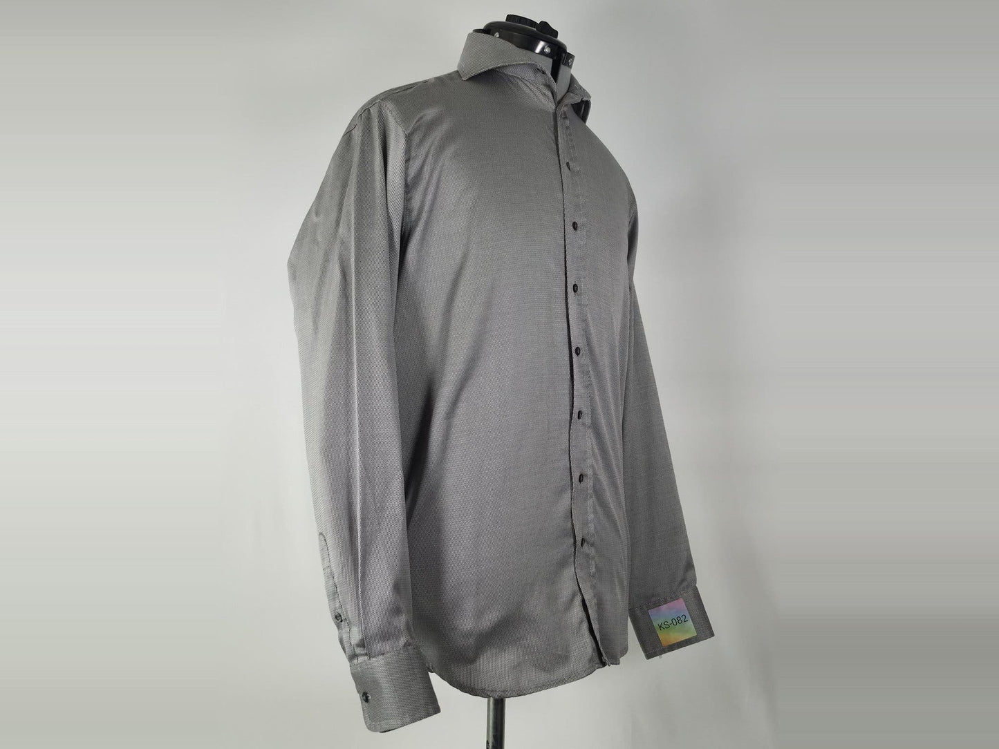 OSCAR OF SWEDEN Twofold Cotton Shirt Size 39 M Black White Gray Pattern Premium