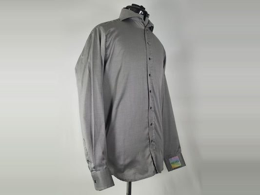 OSCAR OF SWEDEN Twofold Cotton Shirt Size 39 M Black White Gray Pattern Premium