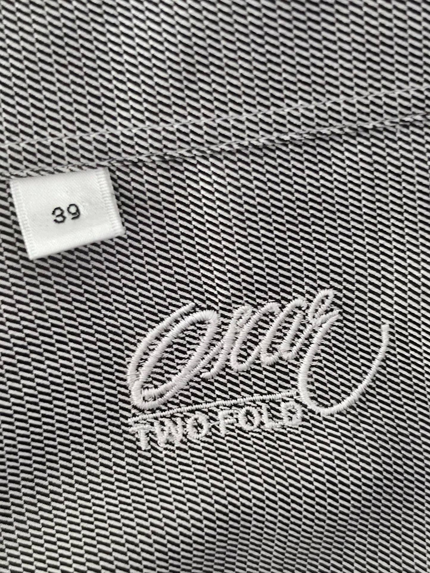 OSCAR OF SWEDEN Twofold Cotton Shirt Size 39 M Black White Gray Pattern Premium