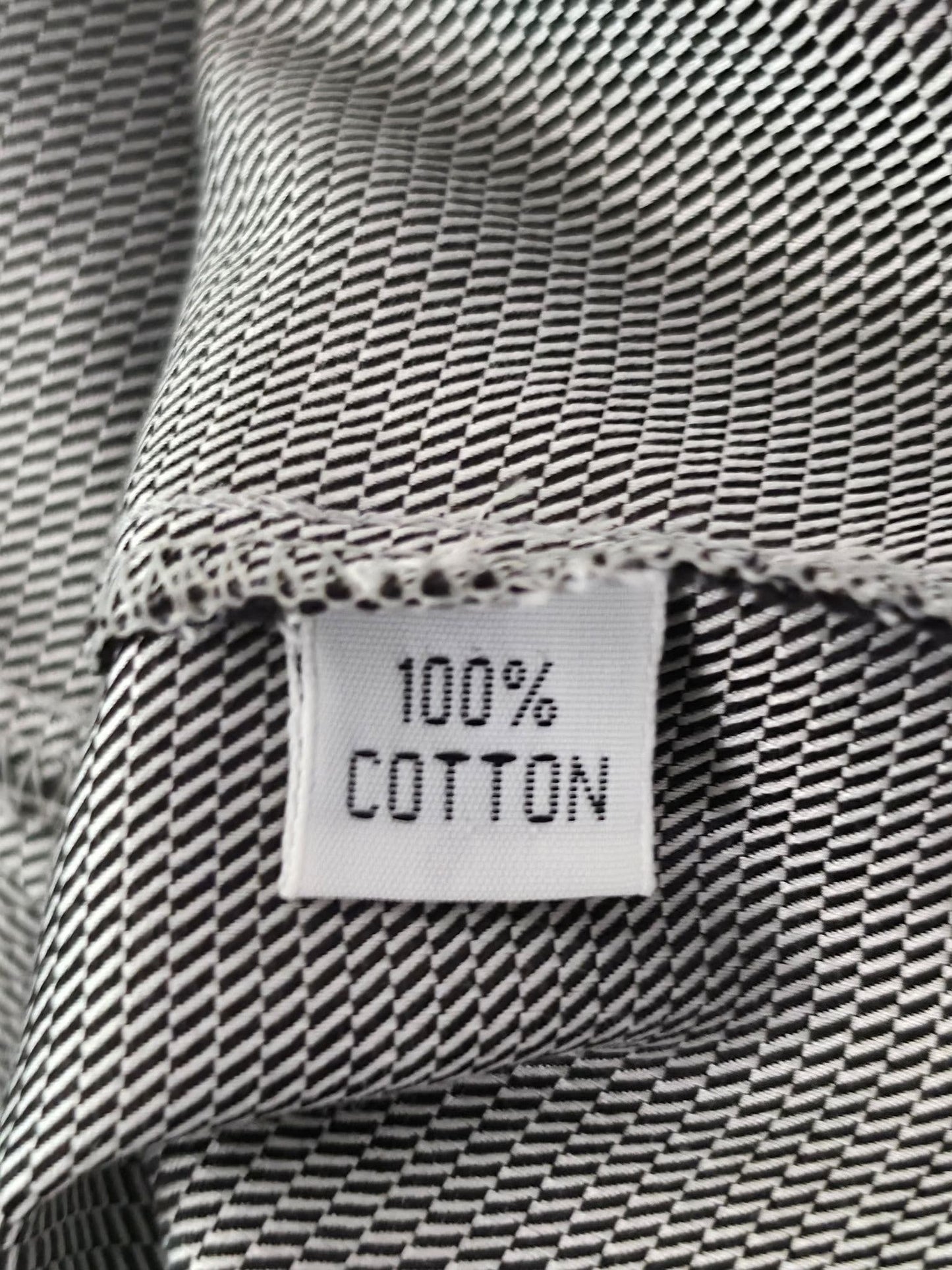 OSCAR OF SWEDEN Twofold Cotton Shirt Size 39 M Black White Gray Pattern Premium