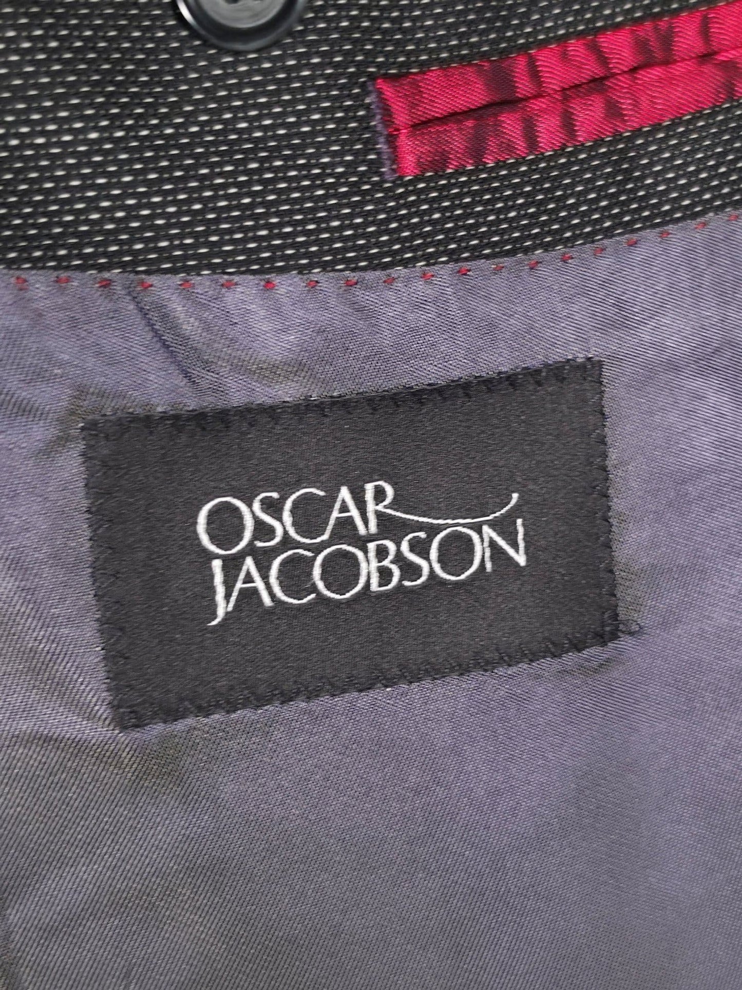 OSCAR JACOBSON Wool Blazer Sweater Jacket Size 158 58 XL Grey Premium Suit