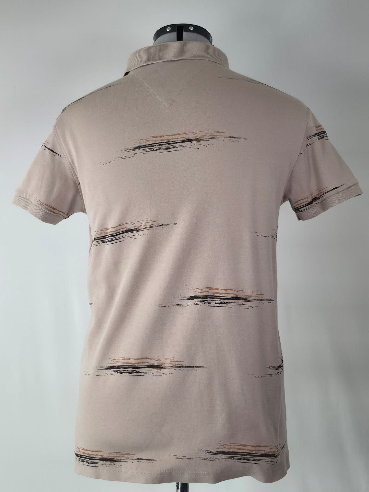 BOSS HUGO BOSS Poloshirt Größe L Beige Baumwolle Gemustert Kurzarm Vintage