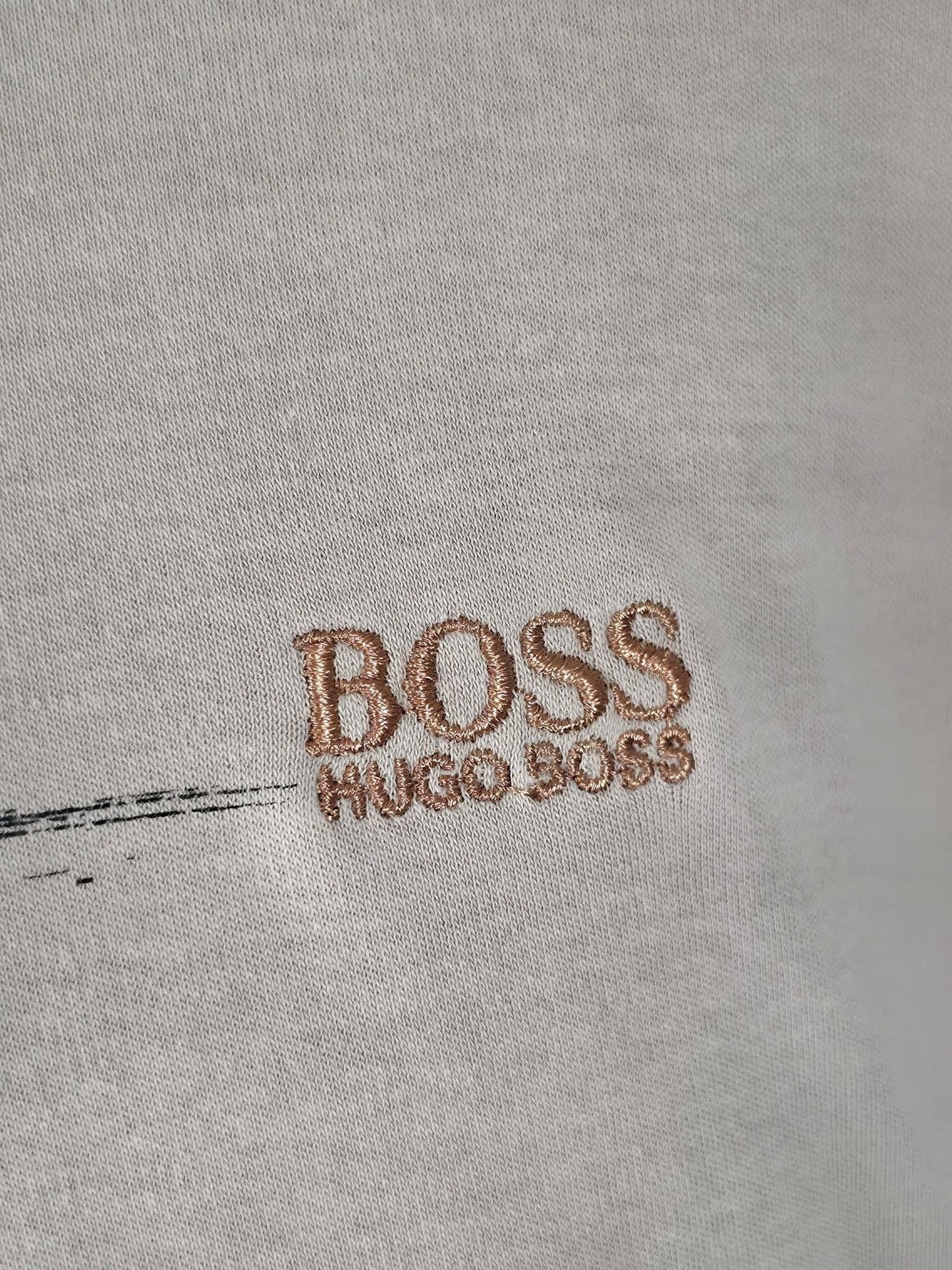 BOSS HUGO BOSS Poloshirt Größe L Beige Baumwolle Gemustert Kurzarm Vintage