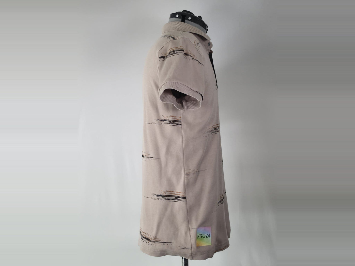 BOSS HUGO BOSS Poloshirt Größe L Beige Baumwolle Gemustert Kurzarm Vintage
