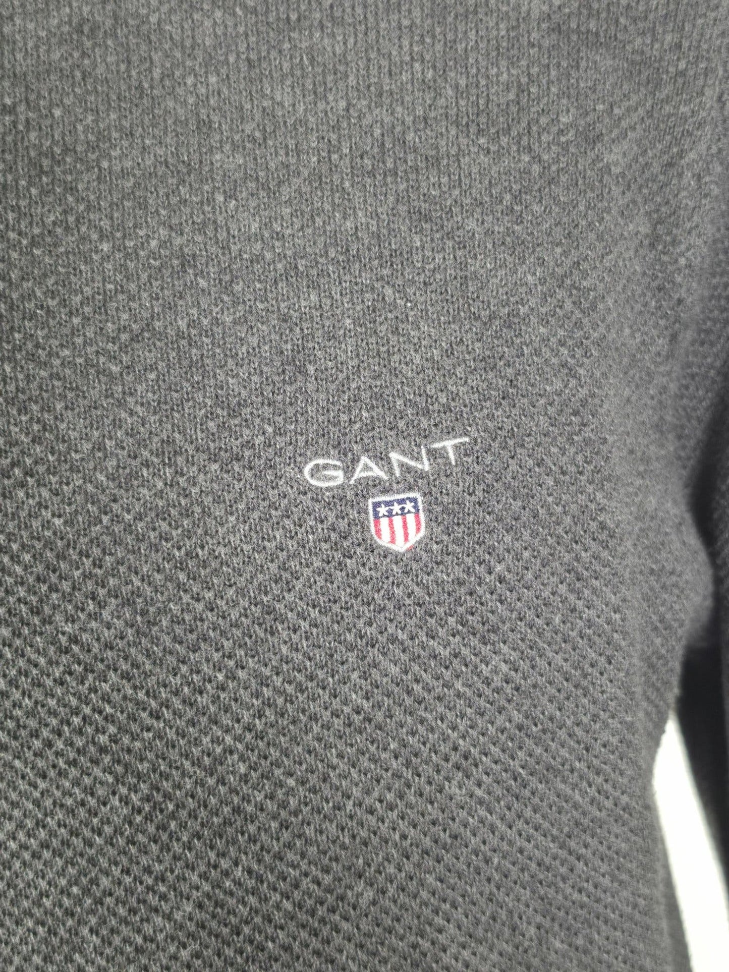 GANT Crewneck Knit Sweater Size M Dark Grey Premium 100% Cotton Jumper
