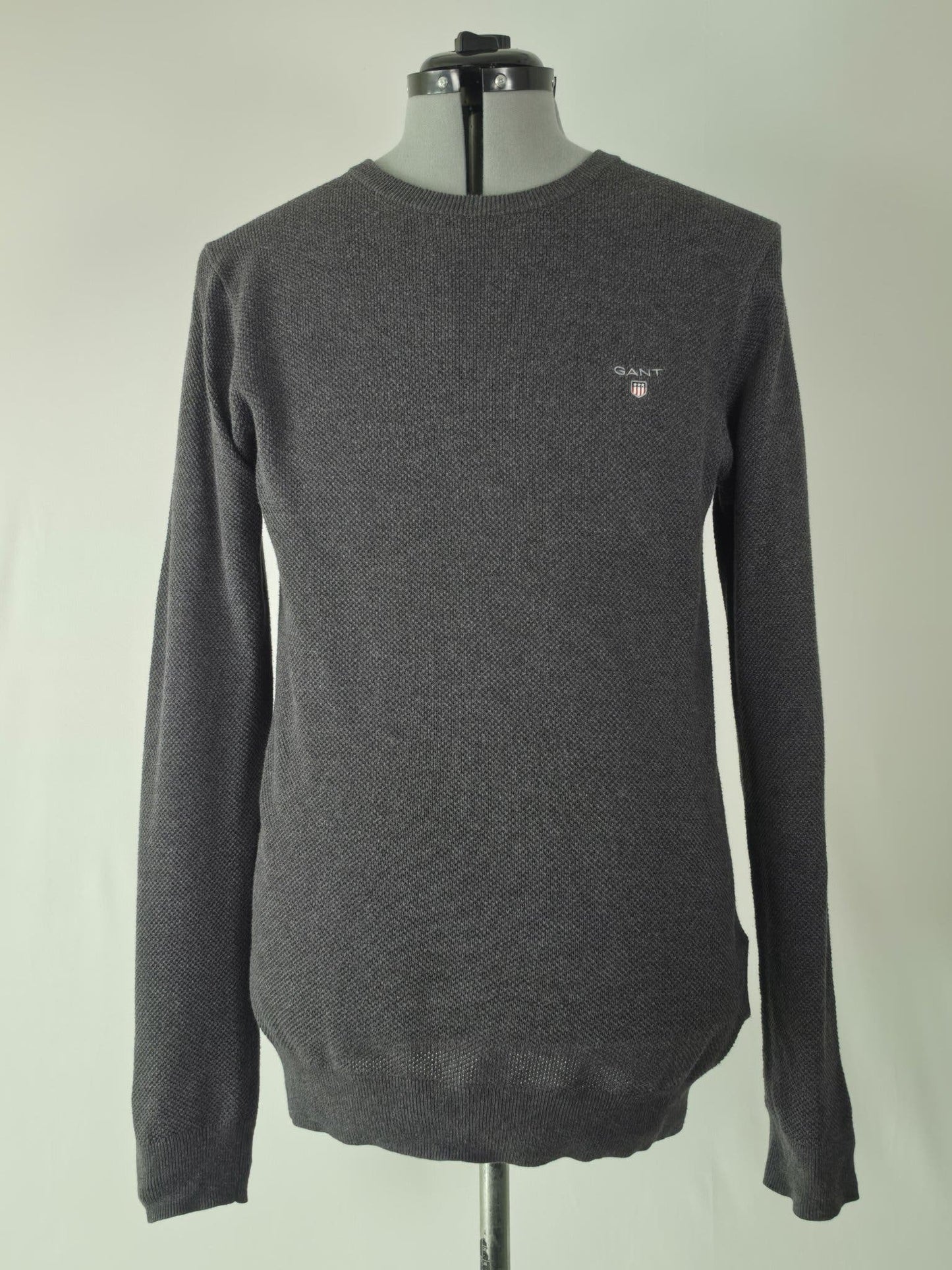 GANT Crewneck Knit Sweater Size M Dark Grey Premium 100% Cotton Jumper