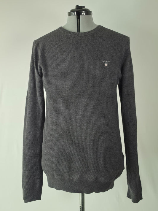 GANT Crewneck Knit Sweater Size M Dark Grey Premium 100% Cotton Jumper
