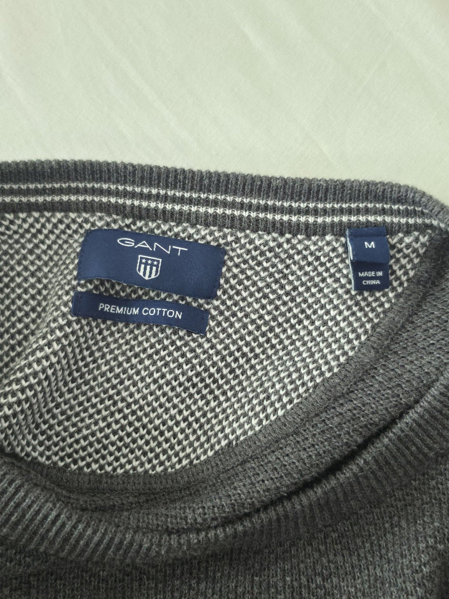GANT Crewneck Knit Sweater Size M Dark Grey Premium 100% Cotton Jumper