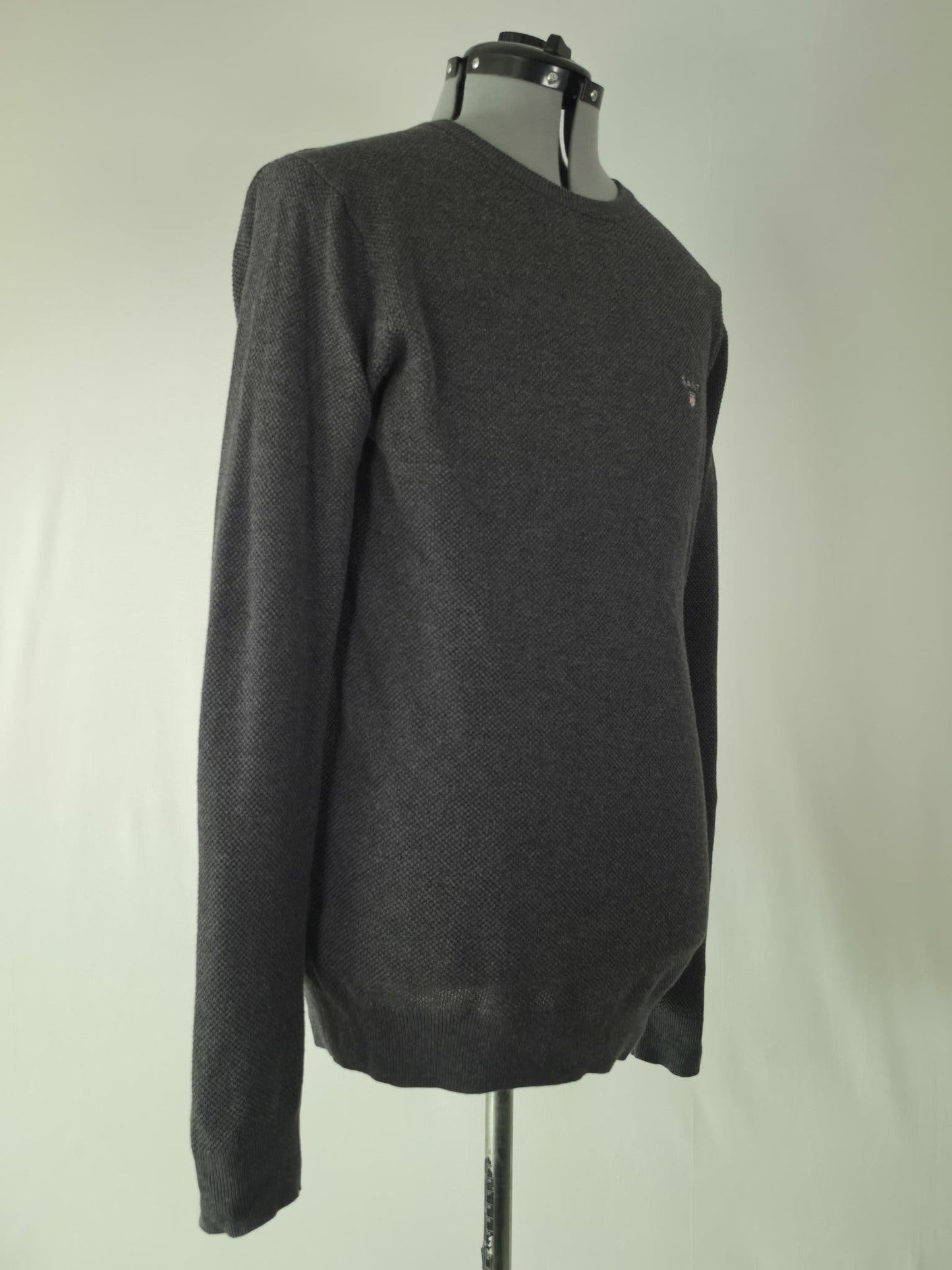 GANT Crewneck Knit Sweater Size M Dark Grey Premium 100% Cotton Jumper