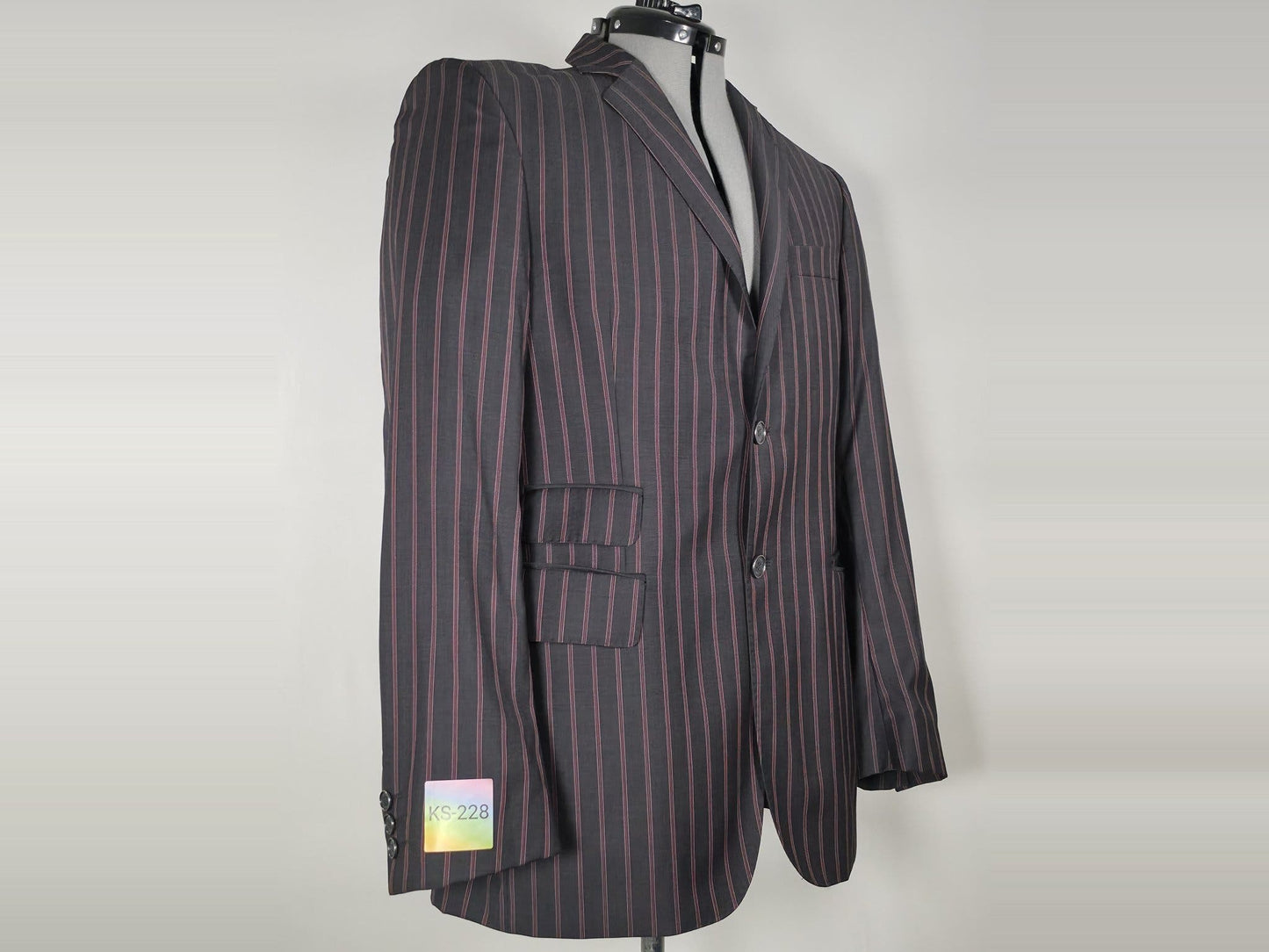 TIGER OF SWEDEN Major Blazer Size 50 Dark Grey Red Black Pinstripe 100% Wool