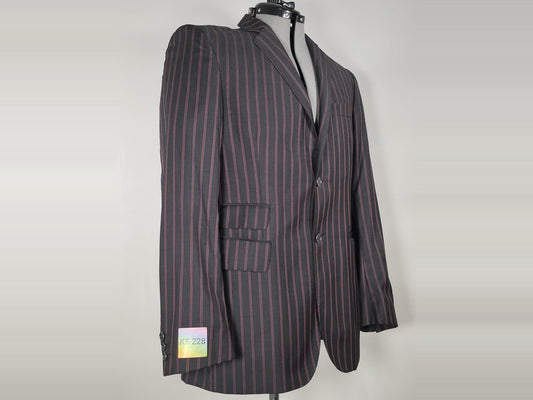TIGER OF SWEDEN Major Blazer Size 50 Dark Grey Red Black Pinstripe 100% Wool