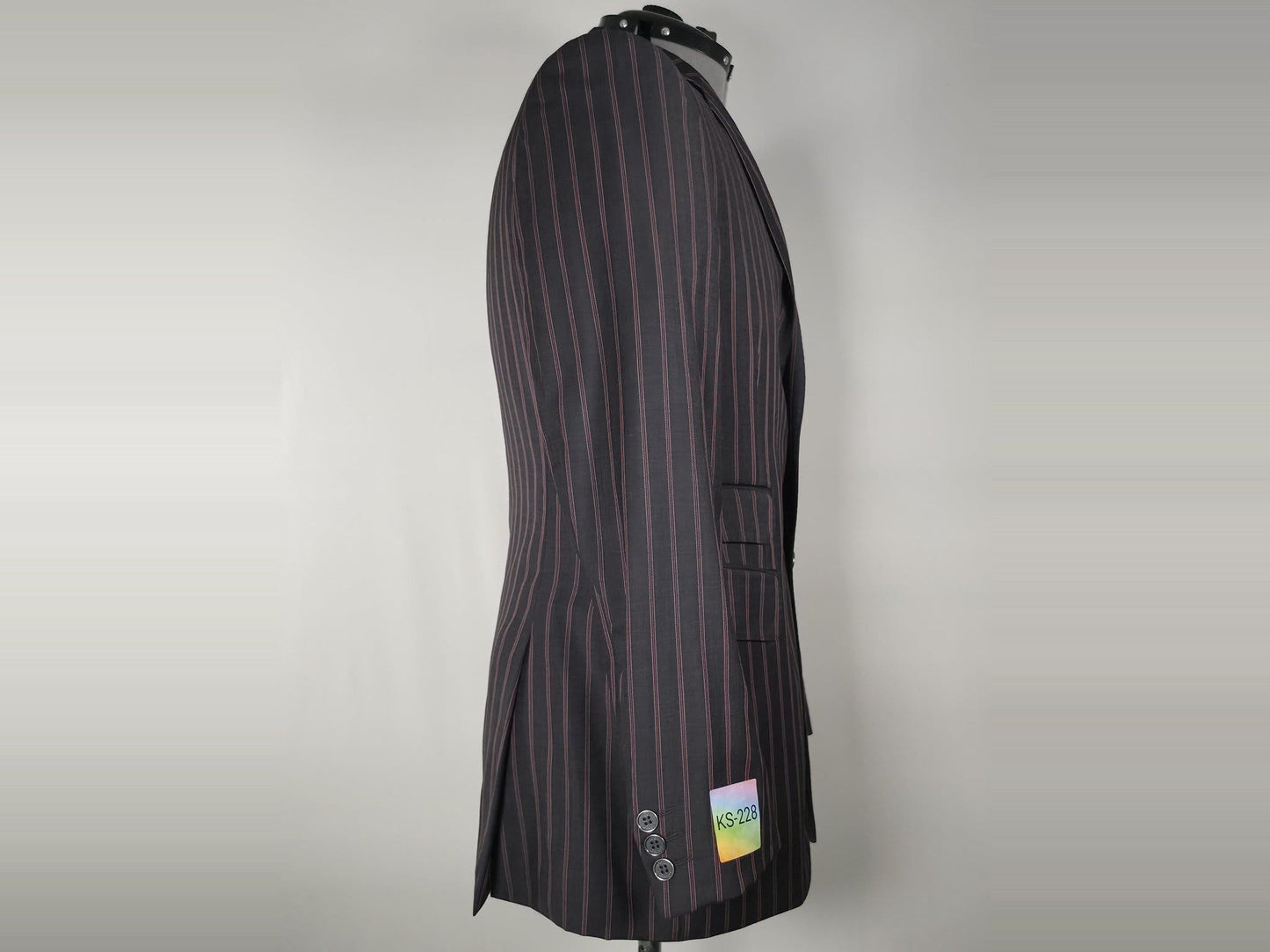 TIGER OF SWEDEN Major Blazer Size 50 Dark Grey Red Black Pinstripe 100% Wool