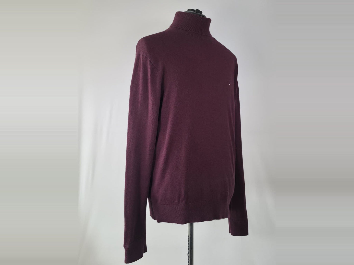 TOMMY HILFIGER Turtleneck Sweater Size XL 54 Burgundy Pima Cotton Cashmere Knit