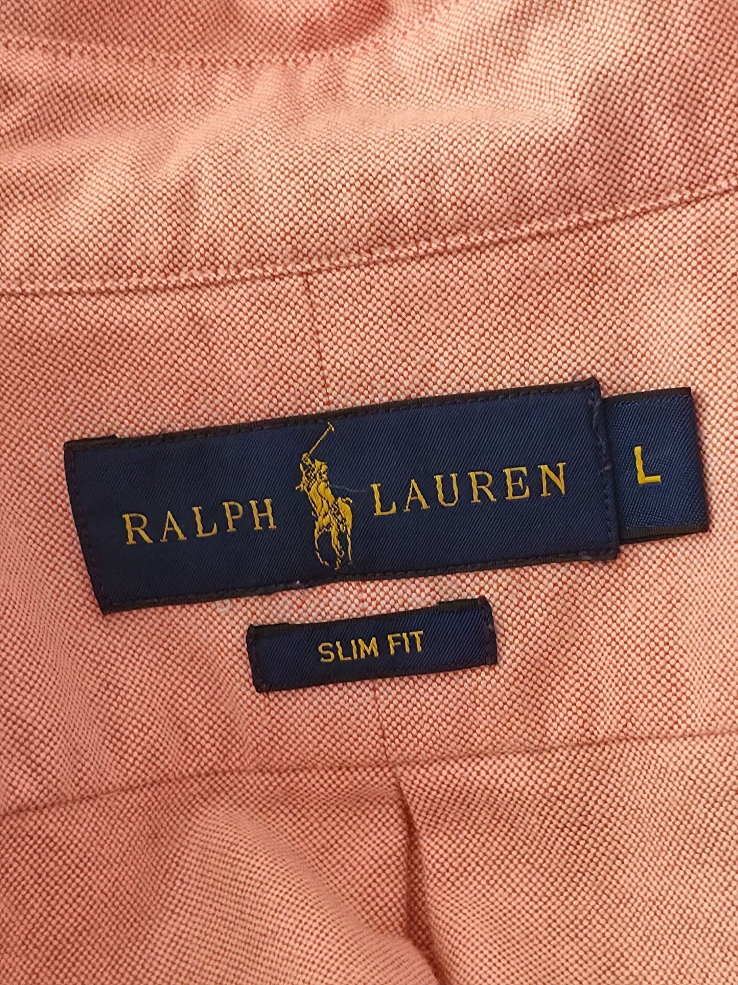 RALPH LAUREN Slim Fit Oxford Shirt Size L Pink 100% Cotton Premium Dress Casual