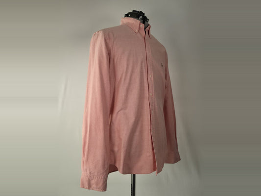 RALPH LAUREN Slim Fit Oxford Shirt Size L Pink 100% Cotton Premium Dress Casual