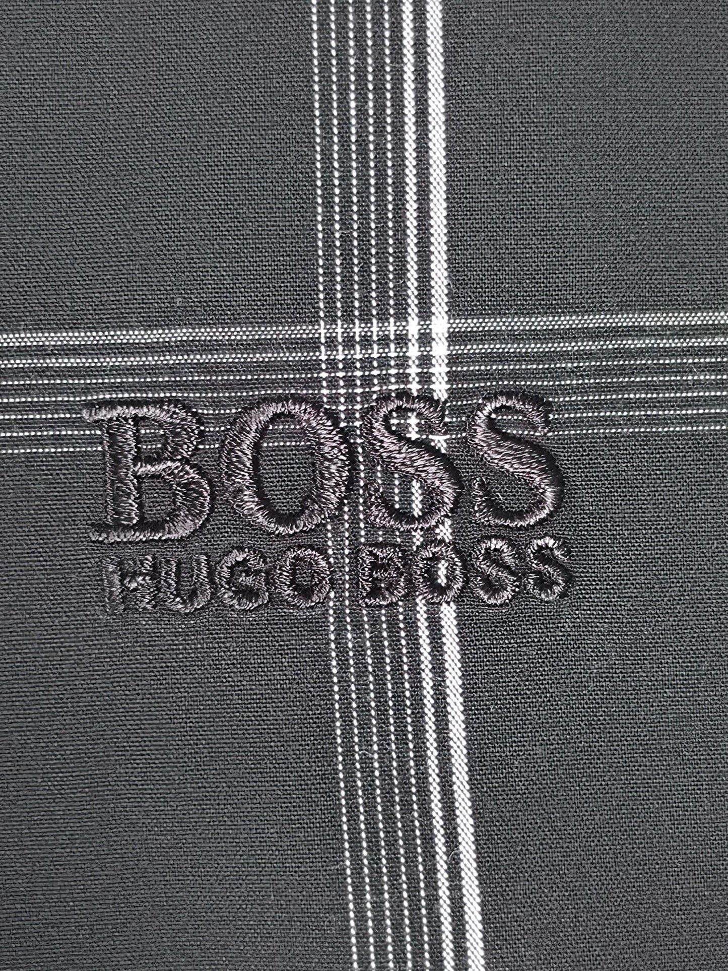 HUGO BOSS Plaid Shirt Size XL Black White Checked 100% Cotton Premium Casual