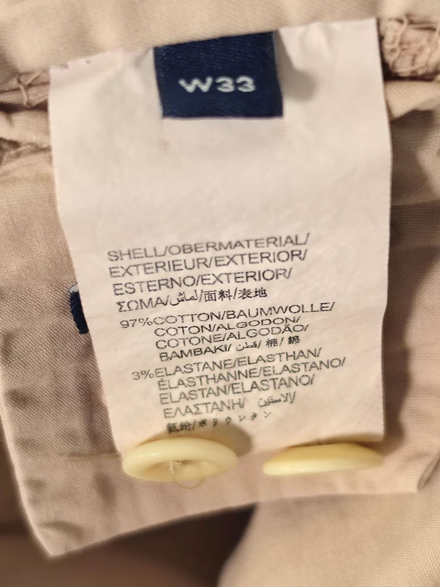 GANT Chino Shorts Size W33 L M 33 Beige Cotton Stretch Casual Classic Regular