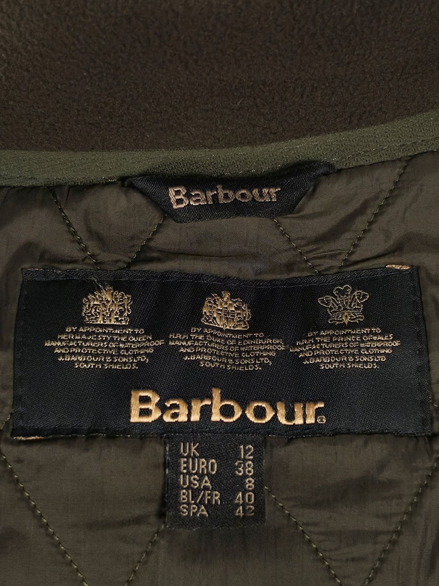 BARBOUR Quilted Jacket Olive Green Womens Size 38 UK12 Medium M Casual Premium