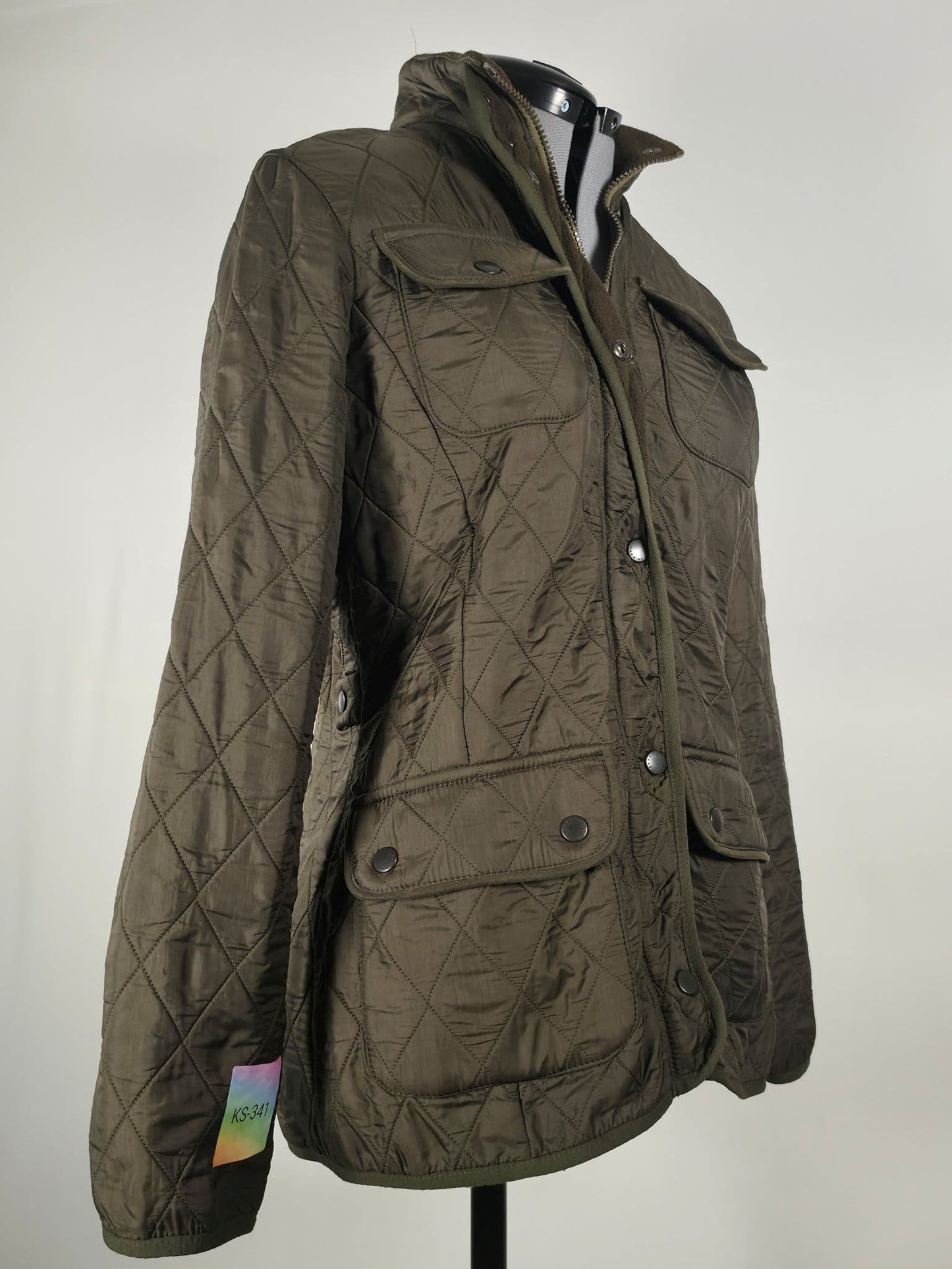 BARBOUR Quilted Jacket Olive Green Womens Size 38 UK12 Medium M Casual Premium