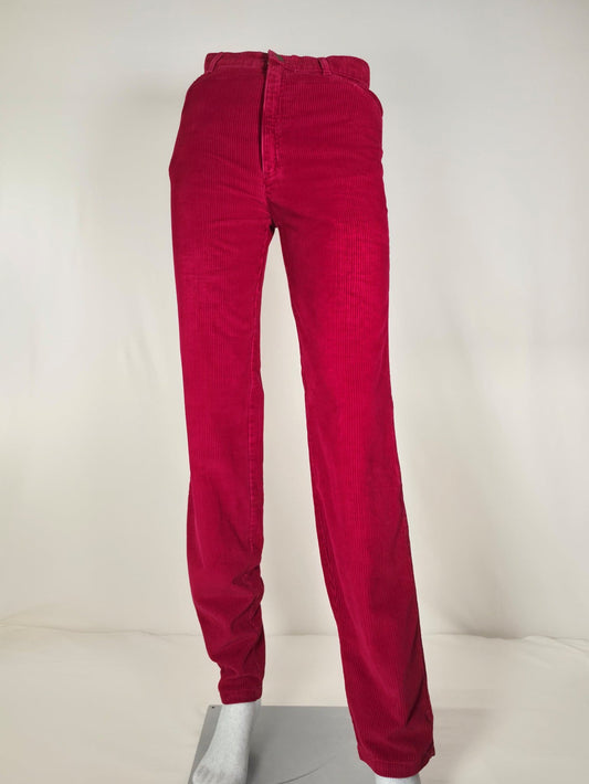 UNITED BENETTON Vintage Corduroy Pants Size 44 S Raspberry Red Premium High Rise