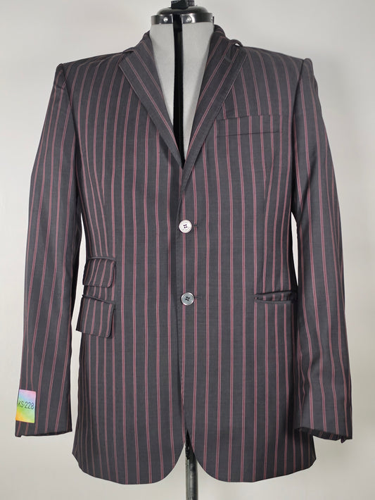 TIGER OF SWEDEN Major Blazer Size 50 Dark Grey Red Black Pinstripe 100% Wool